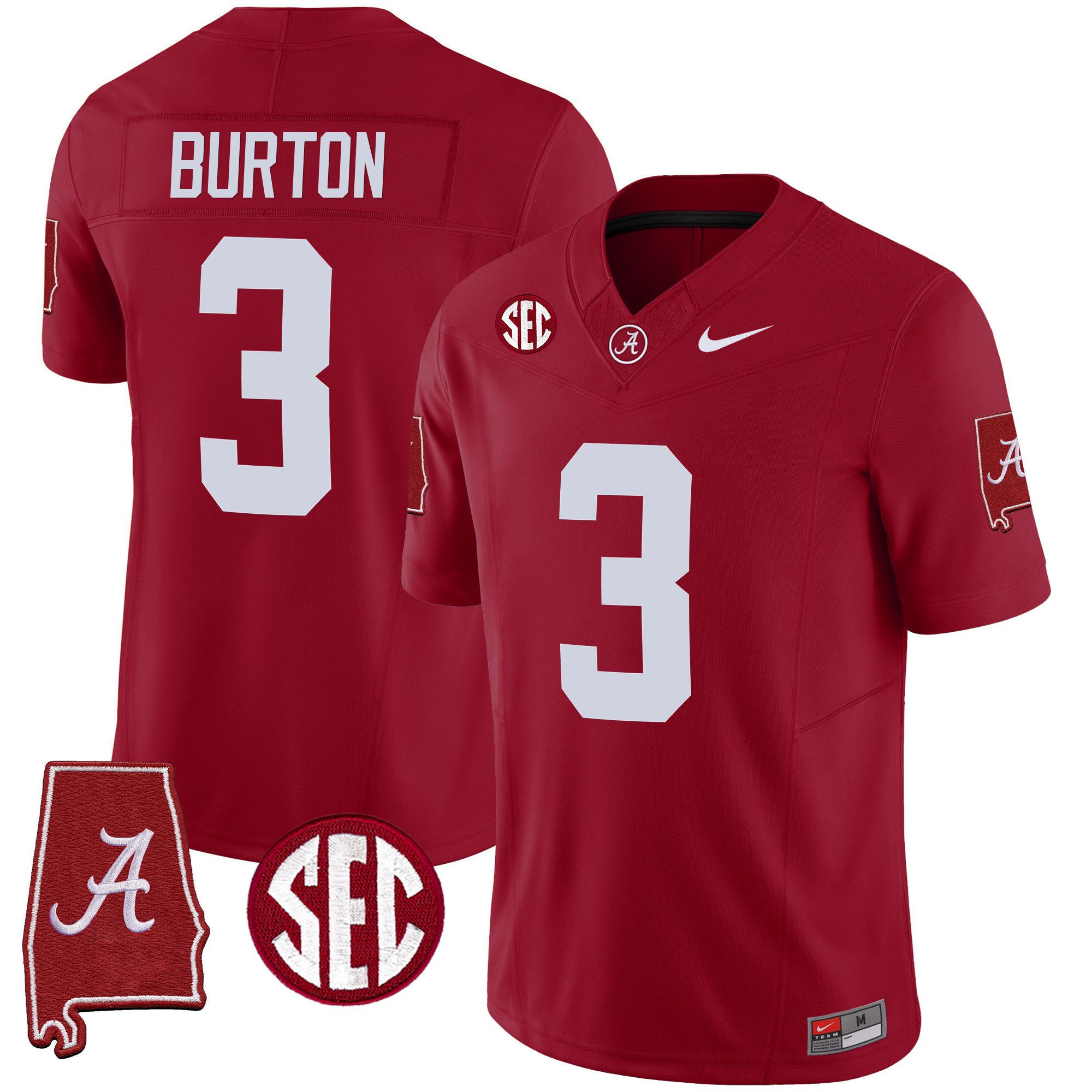 Men Alabama Crimson Tide #3 Burton Red 2024 Nike Vapor Limited NCAA Jersey style 1->indianapolis colts->NFL Jersey